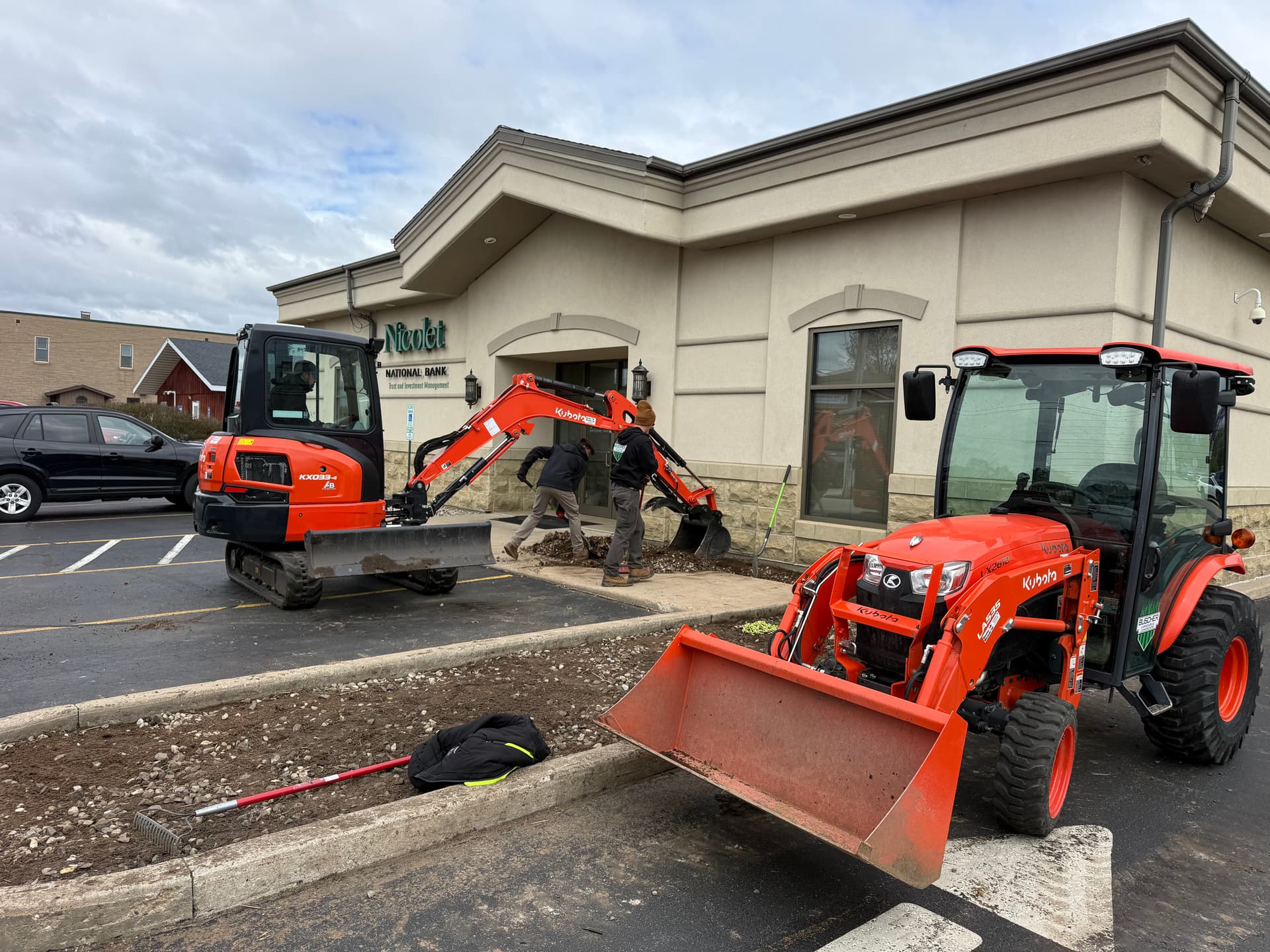 Commercial Landscape Install in Progress at Nicolet National Bank image